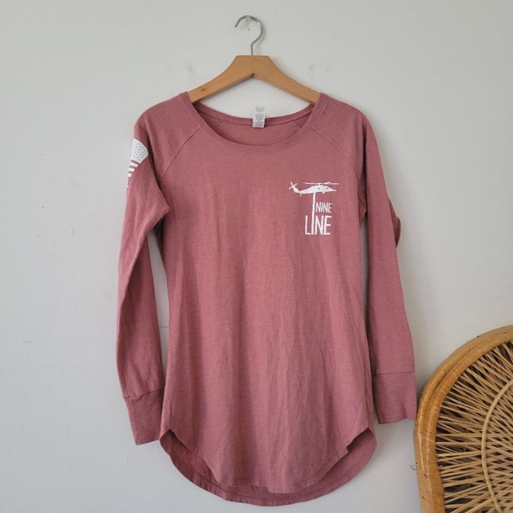 Nine Line Long Sleeve Tee Pink Pledge Of Allegiance Small